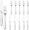 Joyfair Gabel und Messer Set, 12 Stück Edelstahl Steakbesteck für 6 Personen, Hochglanzpoliert Besteck Set für Haus/Restaurant, 6 Tafelmesser (23cm) + 6 Tafelgabeln (20cm) - Spülmaschinenfest