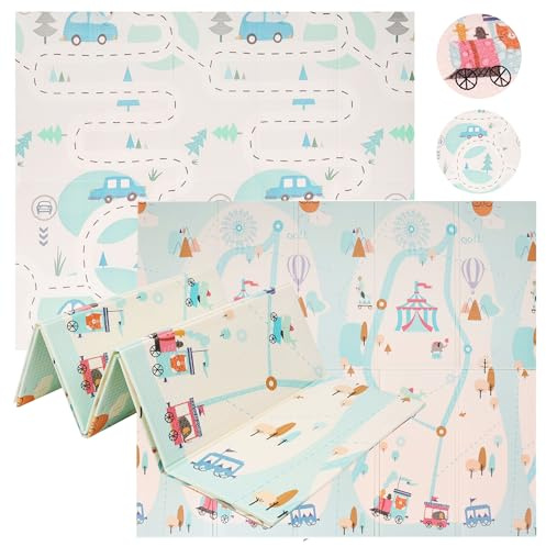 COIL Alfombra de juegos para bebé, alfombra de gateo para bebé, plegable, alfombra de juegos para niños, alfombra de juegos para exteriores, manta impermeable para bebés, alfombrilla de espuma XPE