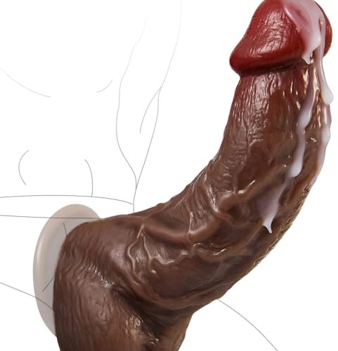 Black Dicker Realistischer Dildo groß für G-Punkt-Stimulation mit spezieller Kurve 20cm Silikon BBC dildos mit Starkem Saugnapf Penis Analdildo realistische dildos Sexspielzeug für Frauen und Männer