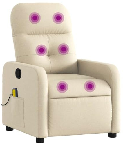 vidaXL Poltrona Massaggiante Reclinabile Crema in Tessuto