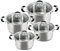 AKH HOUSEWARE Stock Pot Casserole Dish - Large Heavy Duty Stainless Steel Stockpot with Lid & Silver Mirror Coated, Soft Touch Silicone Handle (20cm+22cm+24cm+26cm (Set of 4))
