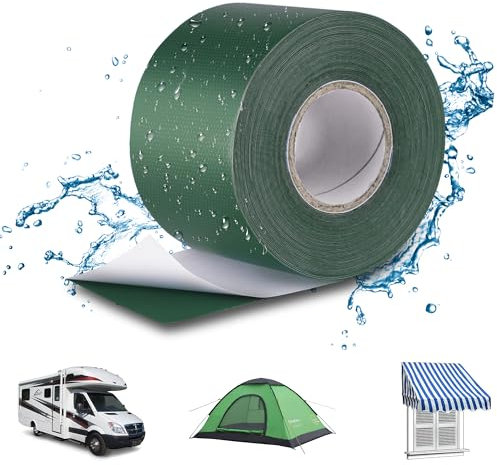 Lechin Cinta Adhesiva, 5,7cm x 5m Cinta americana extrafuerte, Cinta adhesiva impermeable, Cinta de Reparación para lonas de camiones, toldos, tiendas, piscinas, PVC, Verde