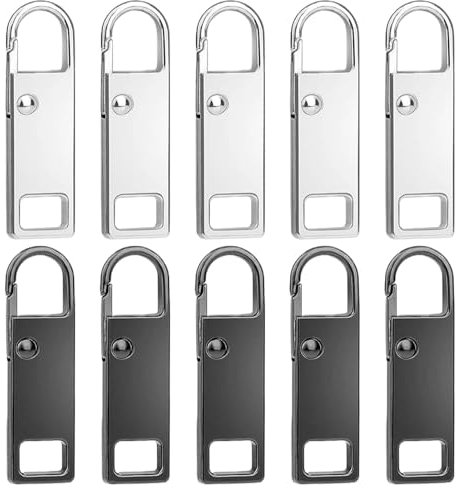 10 Stück Reißverschluss Zipper, Ersatzteile Reißverschluss Zipper, Metall Zipper Pull, reißverschluss reparatur set für Jacken, Rucksäcke, Jacken und Koffer