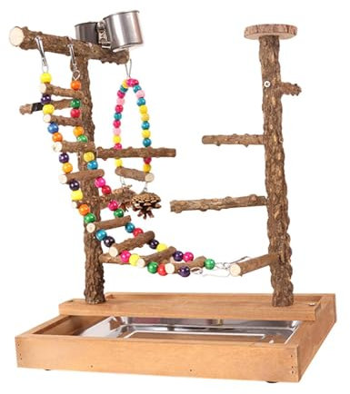 Dualoai Papageien Vogel Spielplatz, Kauspielzeug, Übungs Und Aktivitätszentrum, Vogelspiel Turnhalle, Sittich Spielständer für Wellensittiche, Turteltauben,