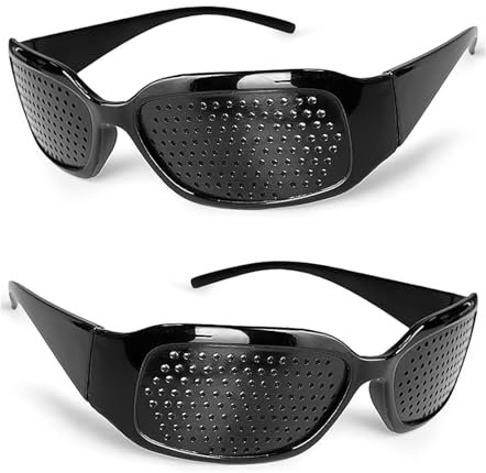 LIURFLNC 2 Stücke Lochbrille für Augentraining Original, Rasterbrille Pinhole Glasses, Abfaltung Rasterbrille Augentraining, Lochbrille für Augentraining Zur Entspannung(Es ist schwarz)