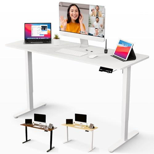 JUPPLIES Escritorio Elevable Eléctrico 160x60 cm – Mesa Regulable 70-117 cm con Panel LCD 6 Botones y 2 Memorias, Motor Silencioso 50 dB, Carga 80 kg, Tablero Blanco + Estructura Blanca