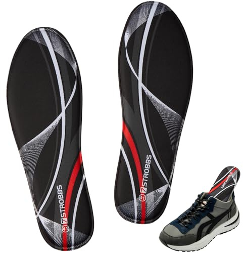 7STROBBS Cushion Memory Foam Insoles, Comfort Soft Inner Soles for Men Women, No Deform Replacement Insole for Trainer, Work Boot, Running, Walking Shoes Black UK 8