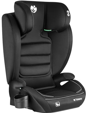 Tulano Joy 25 Auto Kindersitz 15–36 kg mit Isofix - Gruppe 2/3 Autositz 100–150 cm | - Sitzerhöhung Kinder - höhenverstellbare Kopfstütze - Bezug waschbar - mit Gurt - Schwarz
