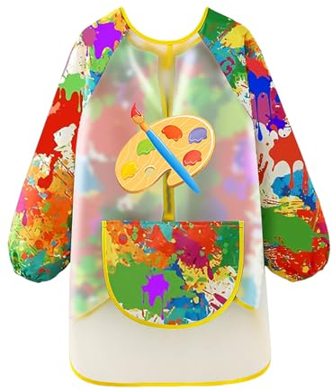 Nanwansu Kids Art Apron Waterproof Long Sleeve Smock Artist Painting Apron for Children