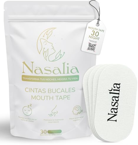 Nasalia Cinta Bucal Para Dormir Algodón Natural Pack Premium 30 Tiras Antirronquidos Adhesivo Hipoalergénico Tapa Boca Promueve Respiración Nasal Descanso Profundo Incluye Guía Biohacking QR Exclusiva