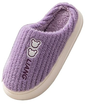 Generisch Quattro Stagioni Carine Pantofole Per Cotone, Ciabatte Da Donna In Feltro 2025 Pantofole Donna Memory Foam Soffici Pantofole In Pelle Di Agnello, Lilla, 41 EU