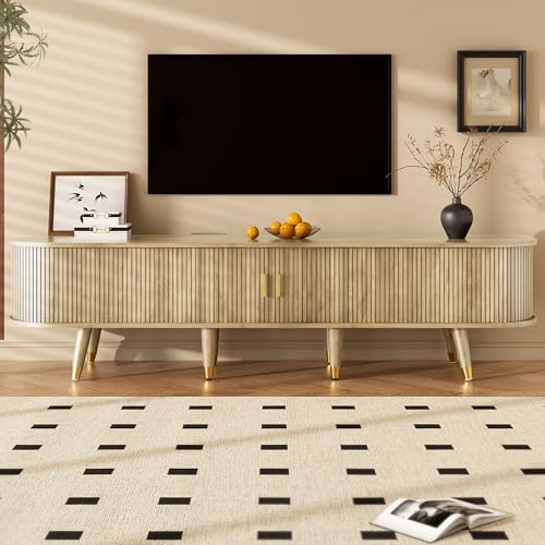 SACOOL Mobile TV con ante scorrevoli, design unico, mobile TV, supporto TV inferiore, supporto TV