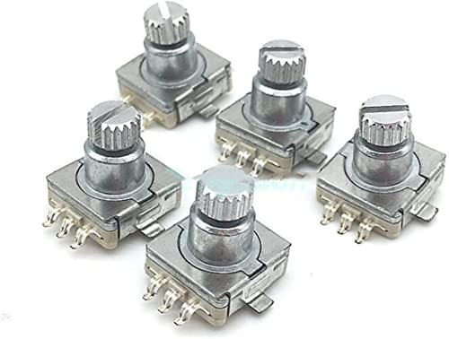 Rotationskoder 5 st EC11 Kodbrytare med tryckknappsomkopplare 30 position SMD 5 stift handtag längd 9 mm plommonträd