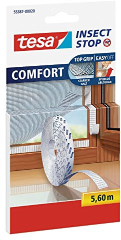 tesa UK tesa Insect Stop Comfort Fliegengitter Klettband Ersatzrolle, 5,6 m, 11,2 Meter Klettband, pink/minze, 1