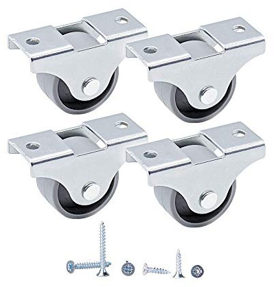 Paquete de 4 ruedas de plástico de 25 mm, ruedas fijas unidireccionales con placas de montaje, ruedas duraderas no giratorias para muebles, tornillos incluidos (4)
