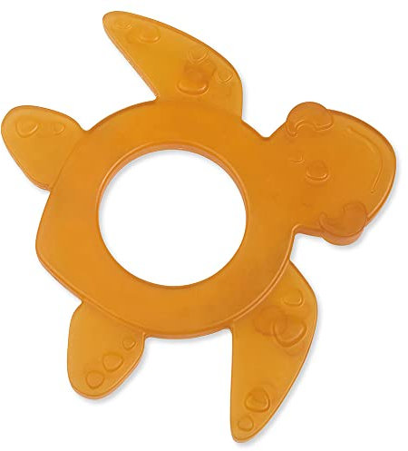 GRÜNSPECHT Bio-Beißring aus Naturkautschuk für zahnende Babys, massiert Zahnfleisch, BPA frei, weich, fördert Feinmotorik, Schildkröte (639-V2), Braun