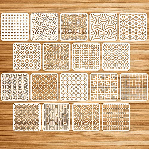 OOTSR 18 Stück Schablonen Wandgestaltung Set, 15x15CM Zeichnung Malschablonen DIY Schablonen der Geometrische, Kunststoff Vorlagen für Scrapbooking Holz Boden Möbel Fliesen Leinwand Deko