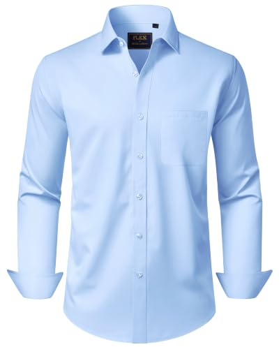 J.VER Blue Shirt Mens Long Sleeve Stretch Dress Business Button Down Shirts