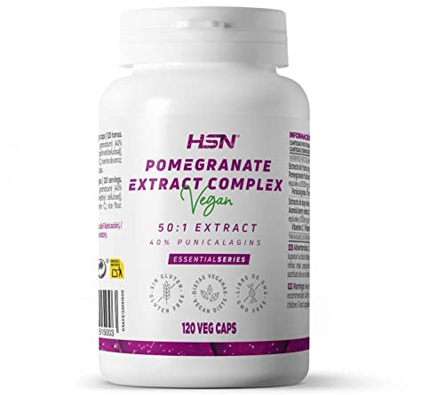 Extracto de Granada - Punica granatum - 1000 MG de HSN | 120 Cápsulas Vegetales 40% Punicalaginas - Equivalencia Fruto 50000 MG por Dosis Diaria 50x Veces Más Concentrado | No-GMO, Vegano, Sin Gluten
