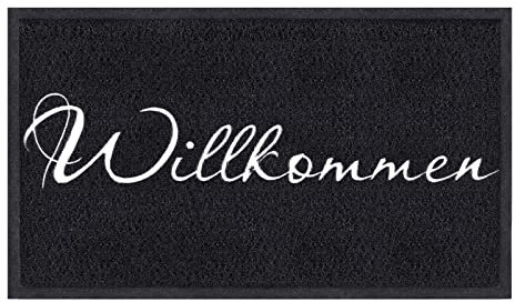 comfoyar Fußmatte Willkommen, Fussmatte PVC Schriftzug rutschfest Gummiträger für außen & innen Haustür, Garten Eintritt, Innenhof, 43 x 75cm