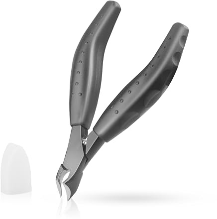 Pinze per cuticole nere per unghie dei piedi, 5 mm, professionali per manicure e cuticole con impugnatura in gomma