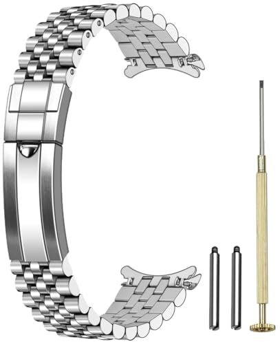 Juntan Verschraubtes Uhrenarmband 22mm Edelstahl für Männer Frauen, Klassisch Gebogenes Ende Metall Uhrenarmbänder Stahl, lückenlos verjüngtes Ersatzarmband Silbe