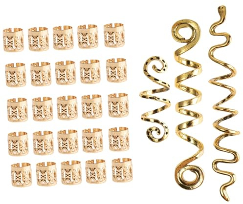 WOONEKY 28pièces Accessoires De Pour Dreadlocks Bijoux Capillaires Spirale Cônes Et Décoratives Pour Tresses Et Dreadlocks