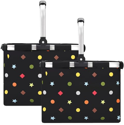 30 l shoppingkorg, 2 delar, prisvärd vikbar korg, shopping, stor bärkorg, stabil shoppingkorg med aluminiumhandtag, färgglad bärväska, vikkorg, picknickkorg, arbetskorg för resor/picknick/shopping
