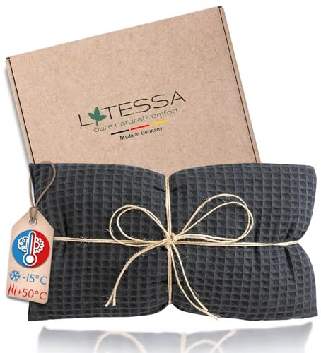 LATESSA® Cojín térmico de huesos de cereza, 100% algodón, moderno y sostenible, extra, para microondas, cuello, hombros, vientre y espalda, cojín térmico para bebés, niños y adultos