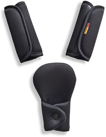 SeedFuture Juego de fundas de correa de asiento de coche para bebé, fundas con almohadilla de entrepierna para asientos de coche, cochecitos, color negro