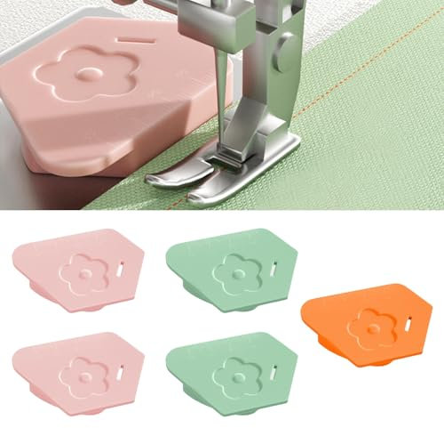 Carreneu 5 Stück Magnetische Nahtführung für Nähmaschinen Magnetic Seam Guide Saumhilfe Nahtführung Silikon-Magnet Abnehmbar Multifunktionspolygon Nähmaschinen Zubehör (Grün/Rosa/Orange)