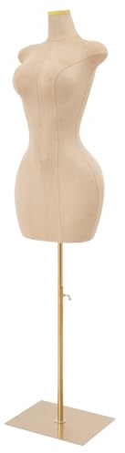 Skräddardocka Skyltdocka, Mannequin Body skräddardockor, kvinnlig höft, justerbar höjd 150 till 210 cm för skyltfönster i boutique (guld, U)