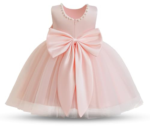 NNJXD Baby Girl Birthday Party Tutu Gown Bowknot Toddler Girls Pageant Princess Tulle Wedding Gown 2075 Pink 18-24 Months