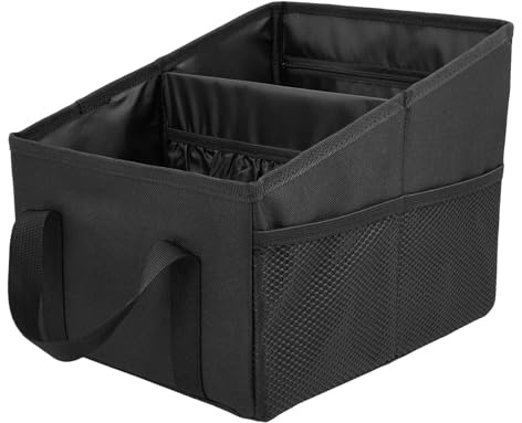 RHAIQBVC Car Seat Organizer Car Organiser Back Seat Large Capacity Folding Automotive Passenger Seats and Backseat Storage Caddy with 4 Cup Holder for Trunk Water Bottle Umbrella Sunglasses