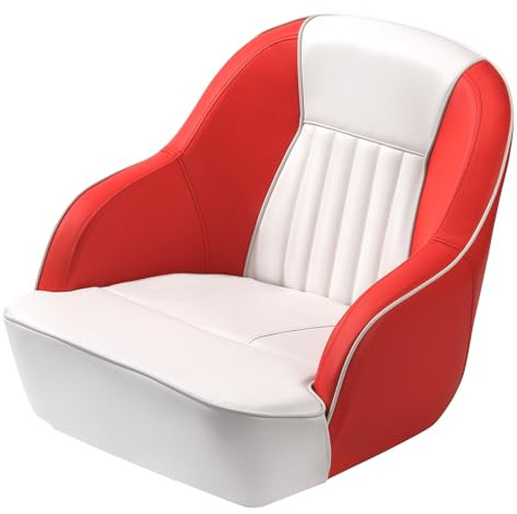 Garvee Siège capitaine ergonomique pour bateau ponton – Dossier haut, assise épaisse mousse compressée, accoudoirs courbés, structure plastique injecté – Idéal pêche, plaisance, speedboat – Montage
