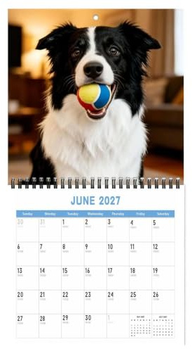 2027 Års Kalender Gullig månadsplanerare med hundar av pappersväggkonst | 12-Månaders Kalender För såväl hundälskaren familjen, kontoret, skolan och