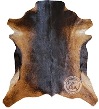 Sunshine Cowhides 100% Genuine Goat Hide Rug - Exotic Dark Natural Suede Leather Goat Skin Carpet for Living Room - Animal Skin Rug - Small 2.5 x 3 ft