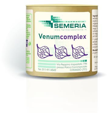 Venum Complex cps rinforzo naturale per la circolazione, tonico venoso a base di Ippocastano, Vite rossa, Amamelide, Mirtillo, Cipresso 30 capsule Integratore Farmacia Semeria