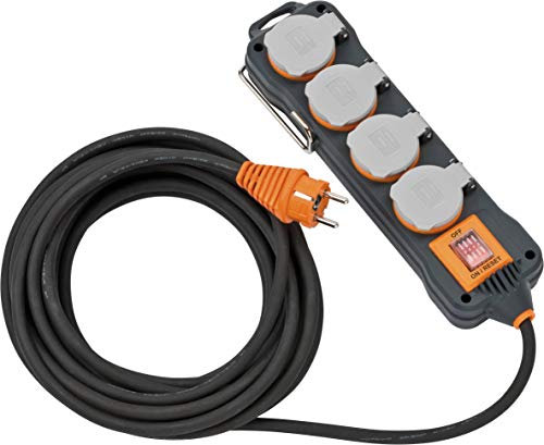 Brennenstuhl 9151480100 Steckdosenleiste mit Schalter 4fach Schwarz, Orange, Grau Schutzkontakt
