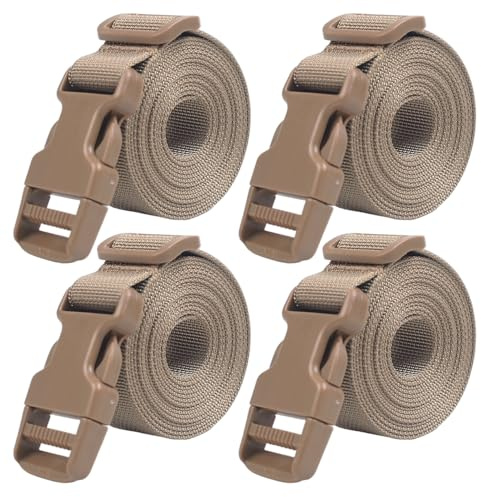 XTACER 1 Inch Molle Backpack Accessory Strap Luggage Straps Cover Strap Sleeping Bag Strap with Buckle (TAN, 60)