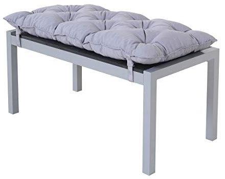 Chicreat Panchina in alluminio con superficie in polywood, con Cuscino, 100 x 50 x 45 cm, Argento e nero