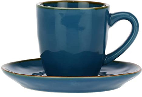 Set Espressotasse mit Untertasse Espresso Tasse Steingut 90ml Concerto BLU AVIO Blau