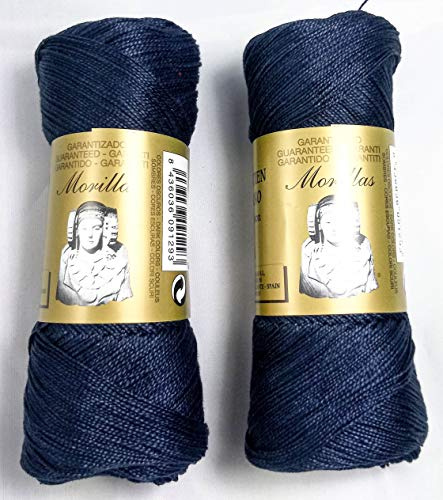 PACK 2 ZEPELINES Algodón perlé 100% egipcio mercerizado para DIY y tejer a mano labores de ganchillo o punto con un acabado elegante. (2 X 70gr) (8, MARINO 36)