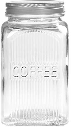 Tala Glass Coffee Storage Canister, Clear ribbed glass with a capacity of 1250 ml, with a screw top lid this jar is ideal for storing coffee beans, filter, ground and instant coffee
