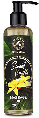 Massageöl Vanille 200 ml - Körperöl mit Mandelöl - Körperpflege Öl - Vanilleduft - Hautpflege - Hautfeuchtigkeit - Aromatisches Körperöl - Pflegeöl - Kosmetisches Öl