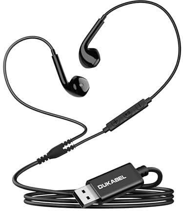DuKabel USB In Ear Kopfhörer PC Headset mit Mikrofon und Lautstärkeregler USB Gaming Headset für PS4 PS5 PC Laptop Desktop Skype Office Live