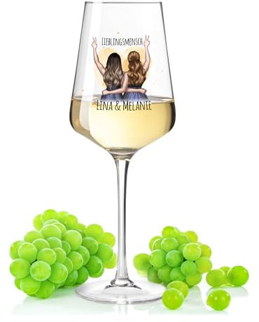 GRAVURZEILE Puccini Weinglas mit UV-Druck - Beste Freundin Konfiguration - Umfangreich anpassbares Motiv zum selbst gestalten - Persönliches Geschenk für Freundinnen - Farbe: Freundinnen Puccini