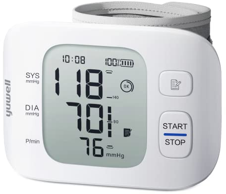 yuwell Wrist Blood Pressure Monitor | Clinical Accuracy, BP Machine for Home Use | Ultra Light Weight, Smart Inflation Blood Pressure Cuff, Large Display, 74 Readings, Rechargeable