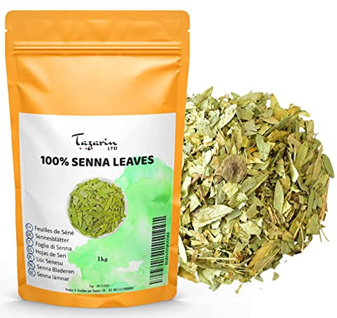 1kg Ganze Senna-Blätter (Senna Alexandrina) - Entgiftungs-Kräutertee - Starkes Abführmittel - Natürliches Abführmittel - Fördert den Darmtransit und die Darmreinigung - Tazarin Ltd