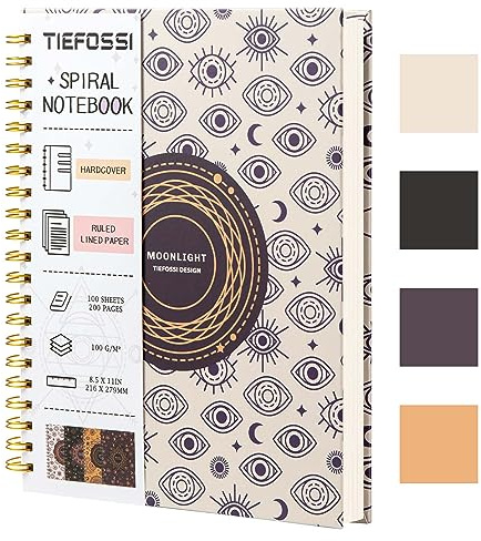 TIEFOSSI Spiral Notebook Journal, Large College Ruled/Line Spiral Notebook 216 X 297mm, Wirebound Office Journal, A4 Letter Notebook for Work Study, 100gsm Thick Paper,100 Sheets 200 Pages